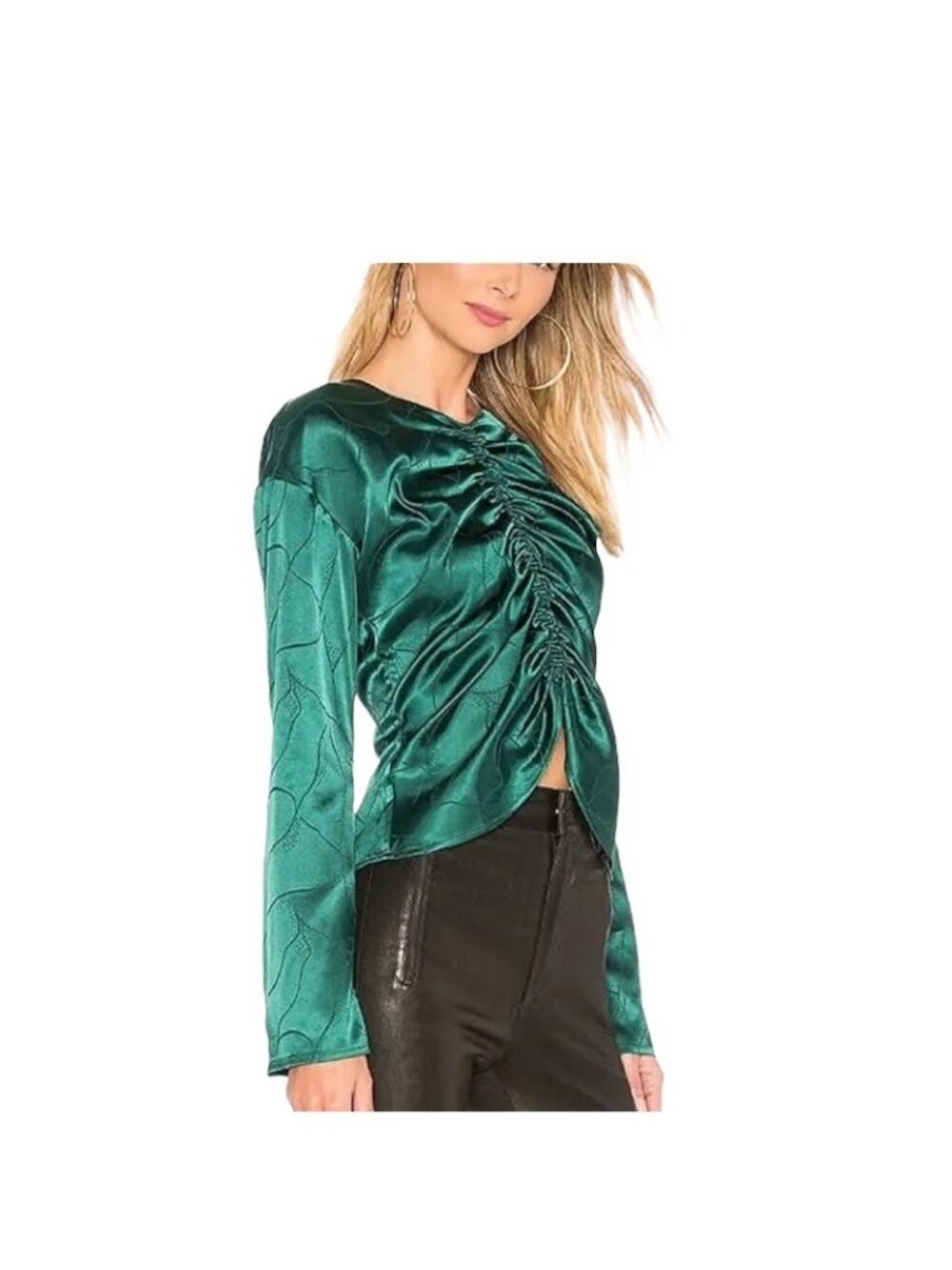 L’Academie Waylon Blouse Green Size L Revolve Glam Holiday Party Wedding Satin